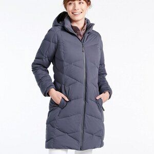 L.L Bean Women's Stretch Down Hooded Puffer Coat Gray Bluish Color Size XS